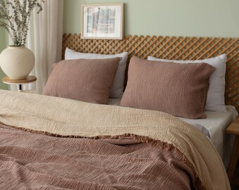 Muslin Blanket:  Soft Organic Cotton Gauze Bed Cover, Queen Bedspread, Throw Sofa Cover