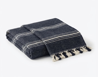 Striped Throw Blanket: Cotton, Handwoven Sofa Cover