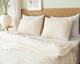 Cotton Muslin Throw: Soft Bed Cover, Turkish Summer Blanket