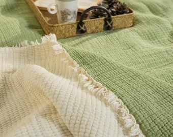 Muslin Comforter, Cotton Handmade Ultra Soft Dual Color 6 Layer Muslin Gauze Throw Blanket,