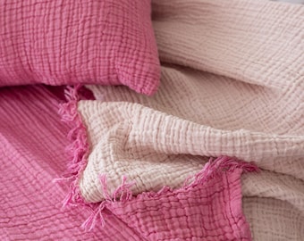 Organic Cotton Muslin Pillowcase Set: Soft Boho Pillowcases ( 2 pieces)