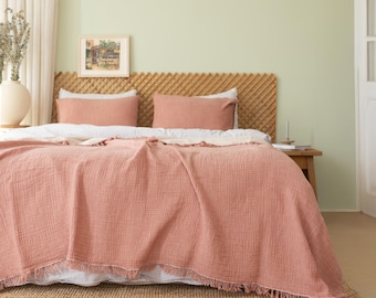 Cotton Muslin Throw: Soft Bed Cover, Turkish Blanket