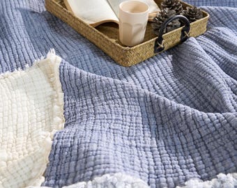 Thick Muslin Comforter, Soft Cotton King Size Muslin Quilt, OEKO-TEX Bedspread