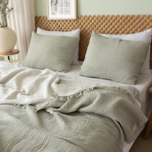 Organic Cotton Muslin Pillowcase Set: Boho Bedding, Soft & Breathable