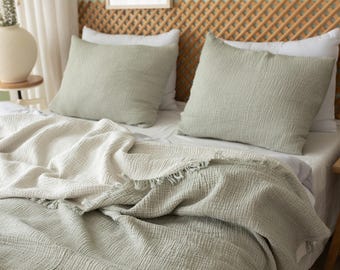 Organic Cotton Muslin Pillowcase Set: Boho Bedding, Soft & Breathable
