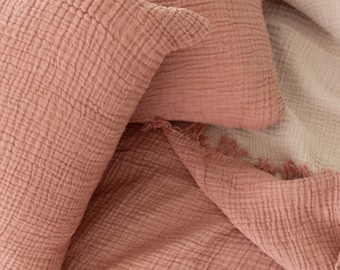 Organic Cotton Muslin Pillowcase Set: Soft Boho Bedding ( 2 pieces)