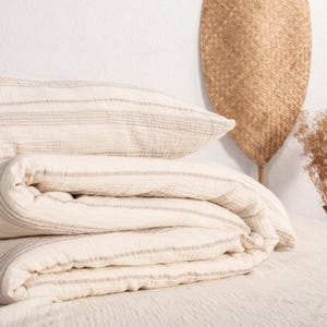 Striped Organic Cotton Muslin Pillowcases - Boho Bedding