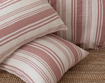 Organic Cotton Muslin Pillowcase Set - Striped Boho Bedding