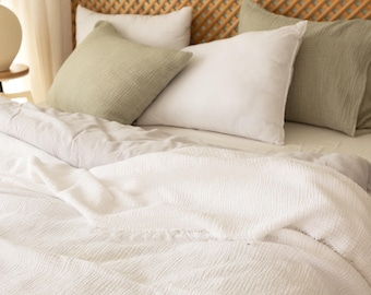 White Turkish Throw: Muslin, Organic Cotton, Throw Blanket