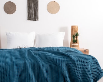 Cotton Waffle Bedspread: Single/Queen/King Size Bed Cover