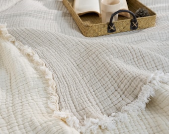 Muslin 6 Layer Soft Comforter, Cotton Bedspread, Queen & King Coverlet