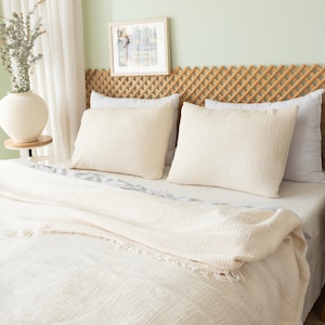 Organic Cotton Muslin Pillowcase Set: Soft Boho Bedding