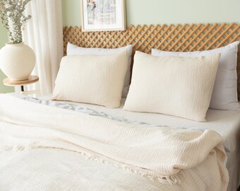 Organic Cotton Muslin Pillowcase Set: Soft Boho Bedding