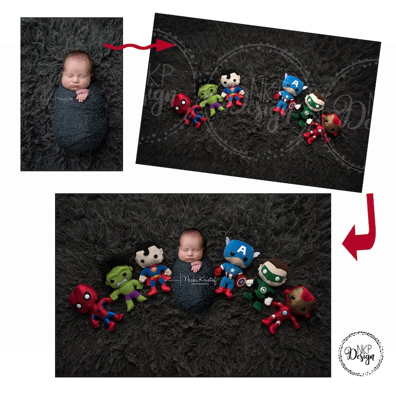 Superhero Batman Newborn Digital prop Background Backdrop Thor Hulk Superman Captain America Iron Man