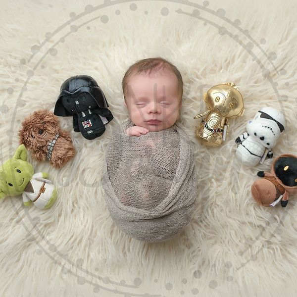 Star Wars Newborn Digital prop Background Backdrop R2D2 C3PO Jedi  Chewbaka Hans Solo Darth Vadar Yoda 2 versions