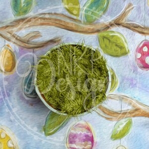 Frühling Osterhase Digitale Kulisse Prop Korb Neugeborene Osterei Baum GRÜN FELL