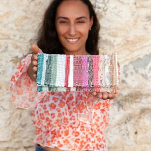 Geüpcycleerde kelim-portemonnee | Milieuvriendelijke boho-clutch | Wasbare handgemaakte portemonnee met kaartsleuven