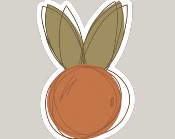 Pegatina de vinilo naranja / Hecha a mano, Clementina, Naranja, Regalo para ella, Única, Cursi, Arte digital, Pegatina para botella de agua/computadora portátil, Resistente al agua