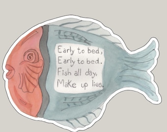 Adhesivo de vinilo estético con frase divertida de pez / Adhesivo de vinilo impermeable de 4" para portátiles, botellas de agua, regalo único, peculiar, divertido, moderno