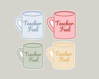Pegatina para taza de combustible para profesores, taza de café o té, regalo para profesores, agradecimiento a los profesores, regalo único y moderno