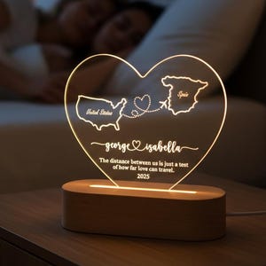 Custom Two Map Night Light, Graduation Gift, Long Distance Relationship Lamp, Always Under The Same Sky, Going Away Gift, Gift for Couple