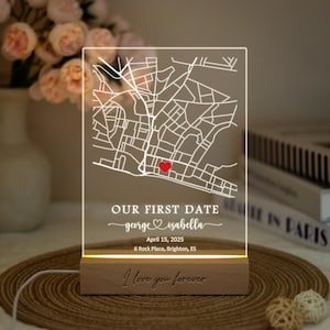 Personalisierte Landkarte Druck Acryl Plaque, wo alles begann, Geschenk für Paar, Jubiläumsgeschenk