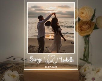 Aangepaste foto ledlamp, fotocollagelamp, gepersonaliseerde acrylfotolijst, cadeau voor stel, kerstcadeau, cadeau voor haar hem vrienden