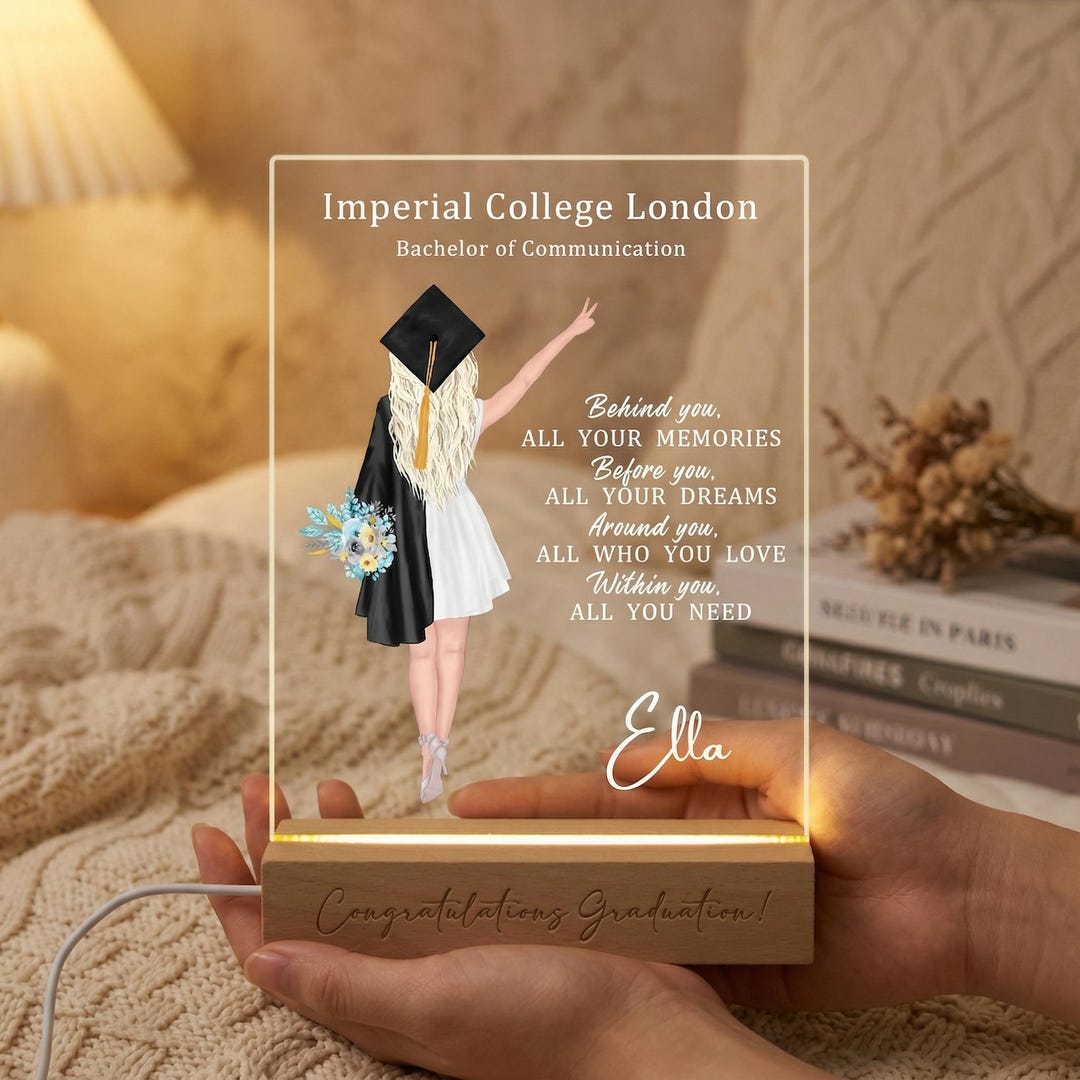 Custom College High School Graduation Frame Night Light, Personalized ...