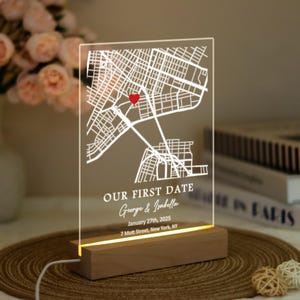 Personalisierte Landkarte Druck Acryl Plaque, wo alles begann, Geschenk für Paar, Jubiläumsgeschenk
