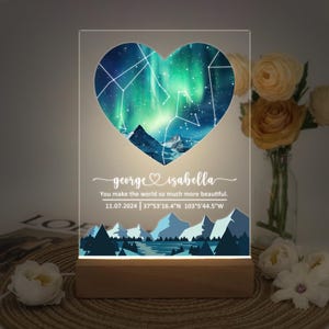 Luce notturna con mappa stellare personalizzata per data, luce notturna con mappa stellare, luce notturna con mappa celeste del cielo notturno, lampada con costellazione, regalo di coppia per lei