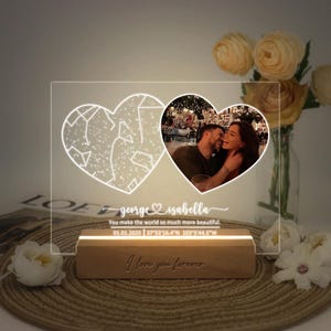 Veilleuse carte des étoiles personnalisée par date, lampe photo personnalisée, cadeau couple personnalisé, cadeau Saint-Valentin, cadeau d'anniversaire, cadeau pour son ami elle et lui