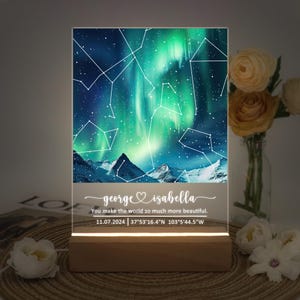 Veilleuse carte des étoiles personnalisée par date, veilleuse carte des étoiles, veilleuse carte céleste du ciel nocturne, lampe constellation, cadeau couple pour elle