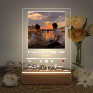 Personalized Music Photo Name Night Light, Custom Song Plaque, Album Cover Song Frame, Christmas Gift, Anniversary Gift, Valentines Gift
