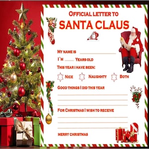 Brief an den Weihnachtsmann, Brief an den Weihnachtsmann, Weihnachtswunschliste, Kinderbrief an den Weihnachtsmann, Brief an den Weihnachtsmann zum Ausdrucken, Weihnachtsmannliste