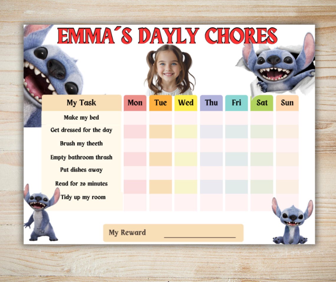 Stich Routine Chart Chore Chart for Kids | Kids Chore Chart | Fun Lilo Stitch Reward System ...