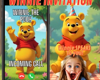 Winnie the Pooh birthday invitation, personalized Winnie the Pooh invitation, Winnie the Pooh video invitation, editable Winnie the Pooh