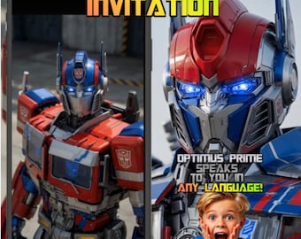 Transformers verjaardagskaart, bewerkbare uitnodiging met Transformers-video, Transformers-videogesprek, gepersonaliseerde uitnodiging