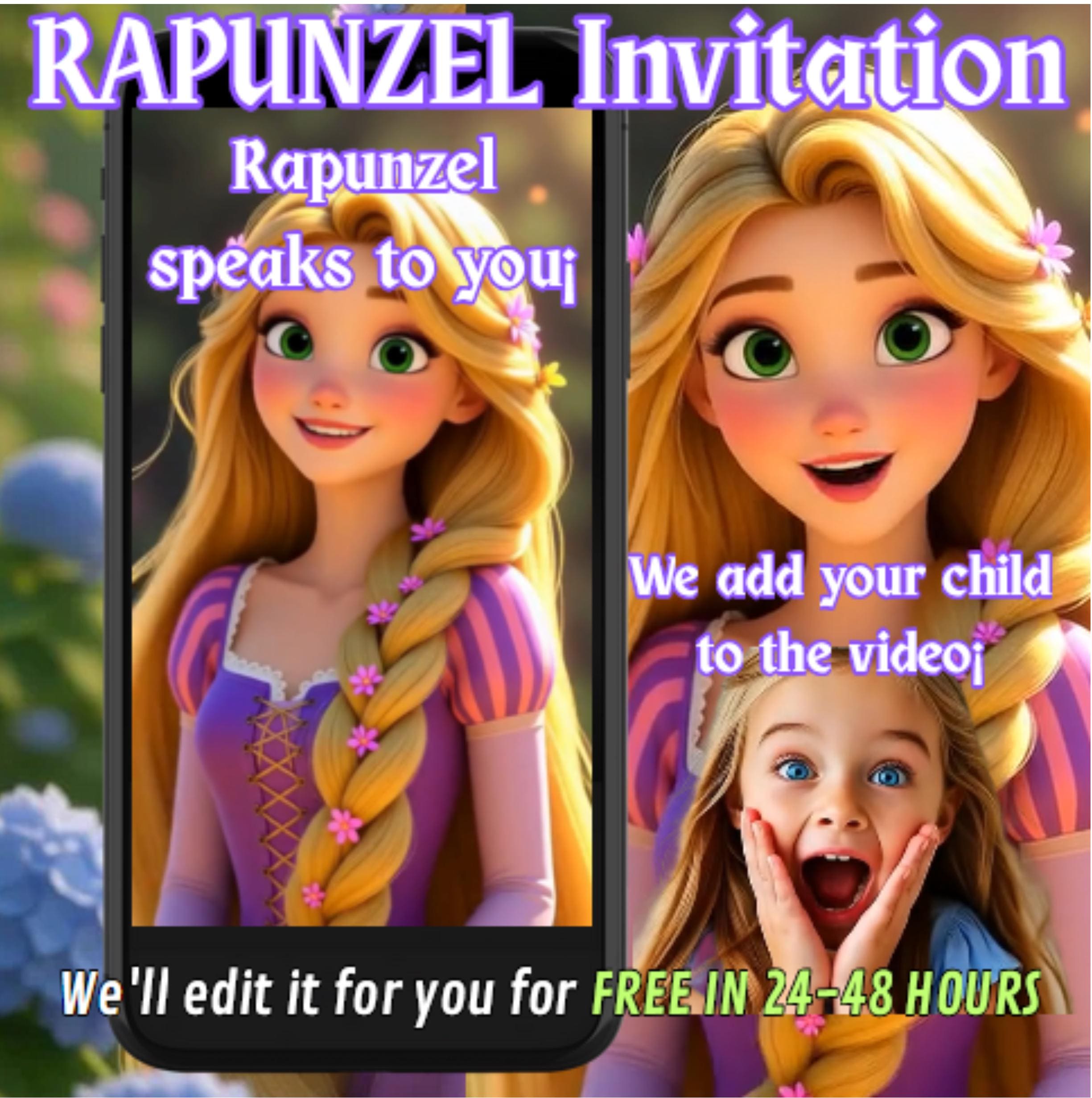 Rupenzel Invitations Princess Rapunzel Birthday Invitation, Personalized Princess Rapunzel ...