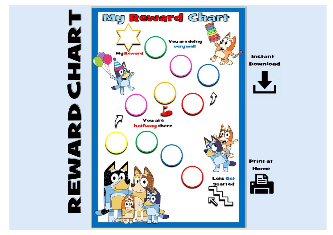 Chore Chart for Kids | BLUEY Reward Chart | Printable Bluey Behavior ...