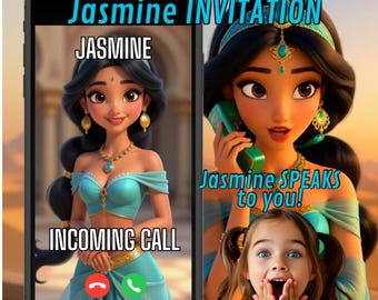 PRINCESS JASMINE birthday invitation, Jasmine Princess Birthday video Invitation,Personalized Princess Jasmine Invitation,Jasmine Invitation