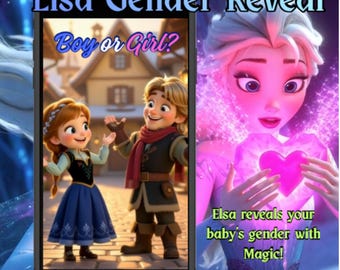 VIDEO de REVELACIÓN de GÉNERO personalizado de princesa Elsa,Revelación de género de niño o   niña, Video de anuncio de revelación de género