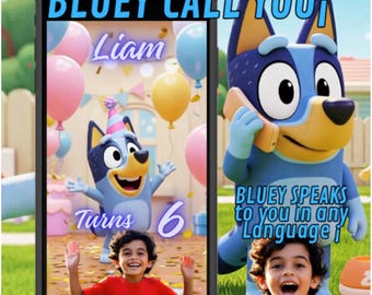 Personalisierte Bluey-Geburtstagseinladung, bearbeitbare Bluey-Geburtstagseinladung, personalisierte und bearbeitbare Bluey-Einladung.