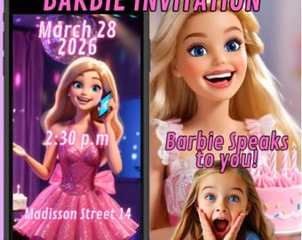 Personalized Barbie Birthday Invitation Video, Custom Pink Birthday Invite, Girls Party Invitation, Animated Video Invite, We Edit for You