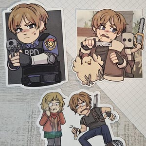 Leon Kennedy | Resident Evil | RE 4 Glossy and Sparkle Holo Laminated Stickers