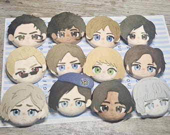 Resident Evil Character Plush Buttons | Leon, Jill, Carlos, Ada, Wesker (2.2 Inch)