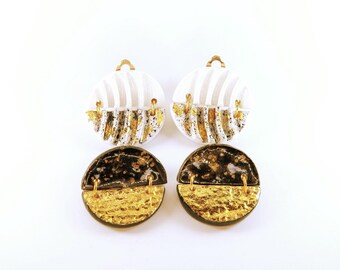 Orecchini"PATRIZIA" in argilla e Foglia oro - Gioielli Artigianali eleganti - Gift per lei - Modern chic style