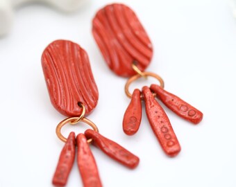 Orecchini "GIULIA" handmade in pink Argilla and gold details - bohemian and modern style - "Collezione Terracotta"