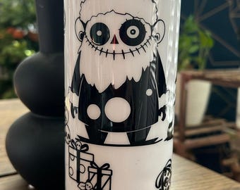 Krampus Gothic Christmas Tumbler: Skull & Butterfly Horror Holiday Decor
