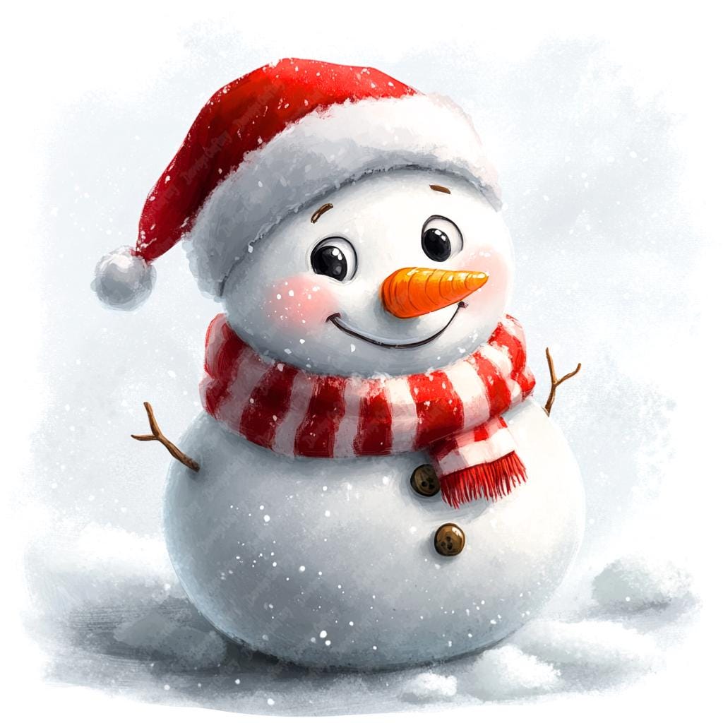 14 Cute Christmas Snowman Watercolor Clipart Bundle, Printable High ...