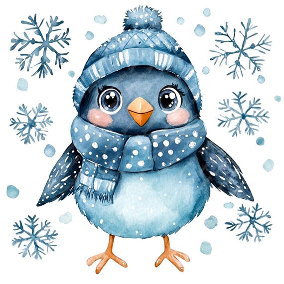 Winter Vector Bird Cute Winter Bird Clipart